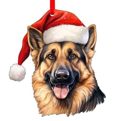 D24TIME German Shepherd Christmas Ornament - Acrylic German Shepherd Ornament for Christmas Tree Decorations Xmas Gifts for Kids Women Dog Lovers Car Home Office Hanging Decor