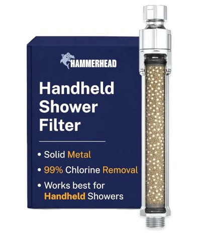 HammerHead Metal Handheld Shower Head Filter Chrome - Removes Chlorine & Chemicals