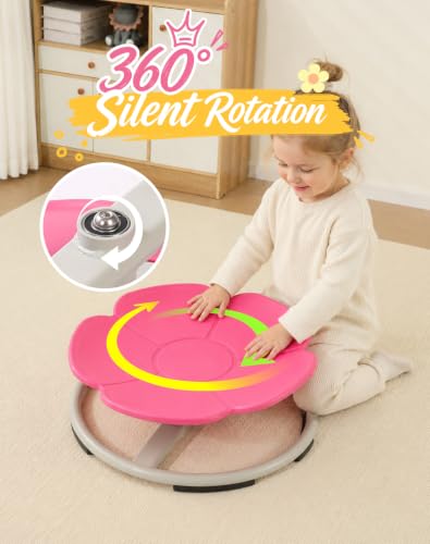 Pink Petal Sensory Spinning Chair for Autistic Kids & Teens - Anti-Tip Support