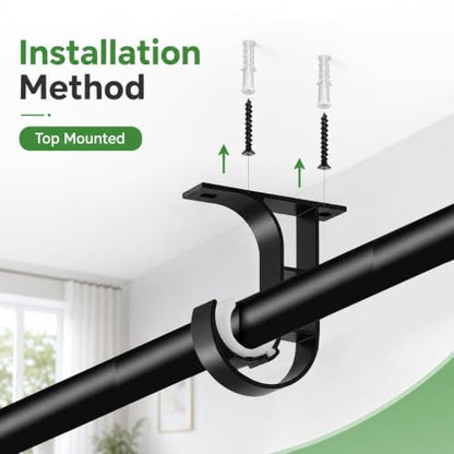 Heavy Duty Ceiling Curtain Rod Holder Set - 4 Brackets, Aluminum Support