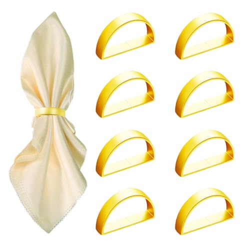 Gold 8 Pcs Metal Napkin Rings Semicircle Dining Table Accessories