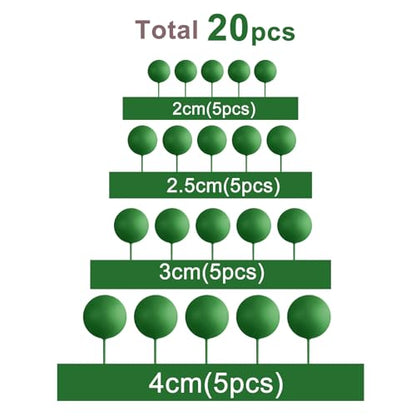 Dark Green Cake Topper Balls 20 Pcs for Birthday Party Decorations