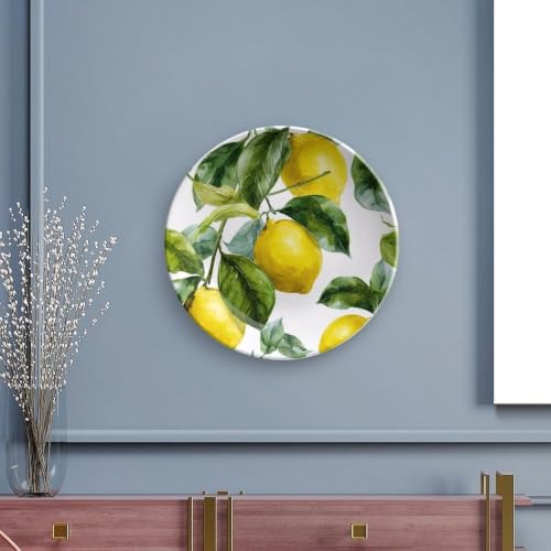 Lemon Branch Leaves Bone China Decorative Plate 7 Inch with Stand - Wall or Table Display