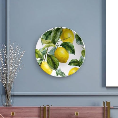 Lemon Branch Leaves Bone China Decorative Plate 7 Inch with Stand - Wall or Table Display