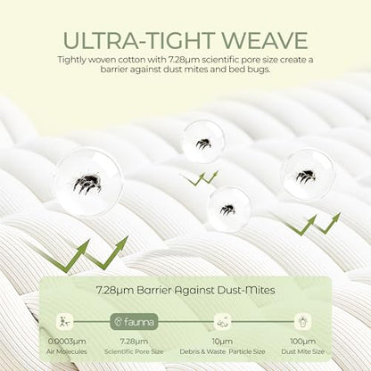 Queen Waterproof Mattress Encasement 100% Cotton Bed Bug Dust Mite Proof Cover - 16 Size