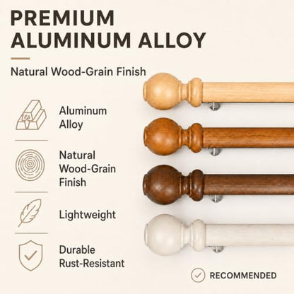Aluminum Double Curtain Track Rod Wall Mount 12ft with Dual-Layer Light Control
