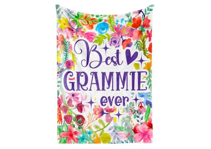 Warm Grammie Gift Flannel Throw Blanket 60x80 Inches with Sentimental Flowers