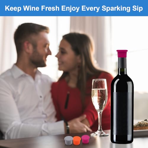 Colorful Silicone Wine Stoppers Set - Reusable Bottle Seals for Wine & Champagne