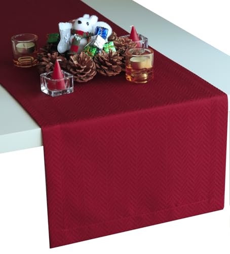 Cranberry Red Waterproof Table Runner 14x48 Inches for Dining & Events - Burgundy Dresser Scarf