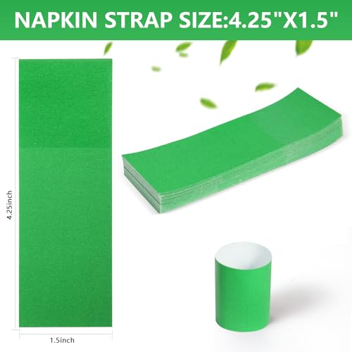 Green Paper Napkin Rings Self-Adhesive 200 Pcs Elegant Table Decor