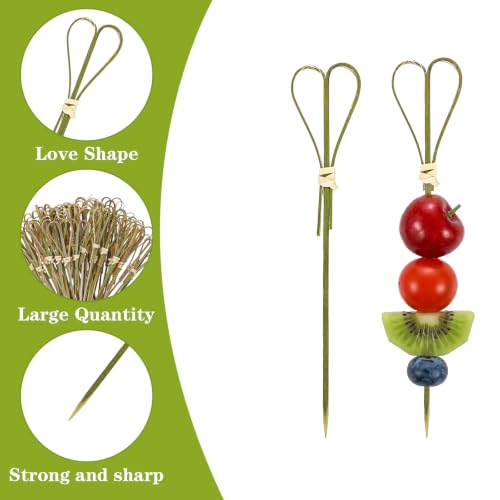 Heart Shaped Bamboo Cocktail Picks – 500 Pcs 4.7 Inch Food & Drink Garnishes