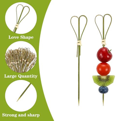 Heart Shaped Bamboo Cocktail Picks – 500 Pcs 4.7 Inch Food & Drink Garnishes