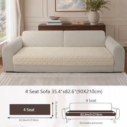 OHSIO Minimalist Milk Velvet Sofa Cover - White 35x82.6 Inches, Soft Couch Protector
