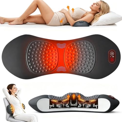 Electric Lumbar Massager Pillow with Heat Vibration & Stretching for Back Relief