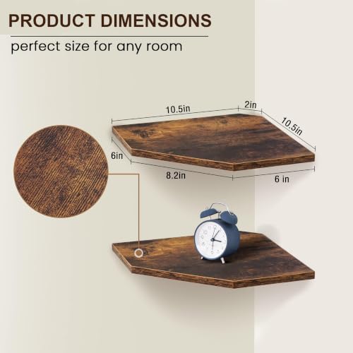 Wall Mounted Corner Shelves Set of 4 - 10 Inch Deep Floating Shelving