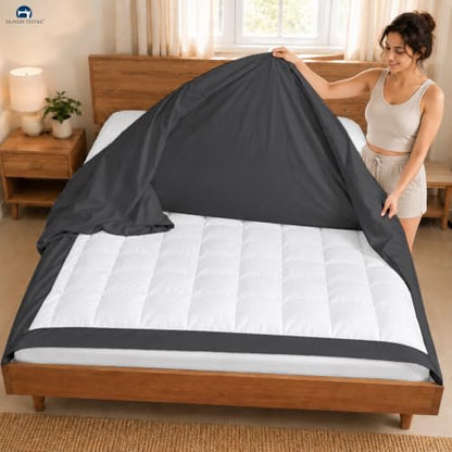 Full Grey Microfiber 3-Sided Zipper Duvet Cover Set - 5 Pieces