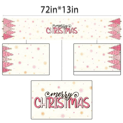Pink Christmas Table Runner 13 x 72 Inches Holiday Home Decor Seasonal Kitchen