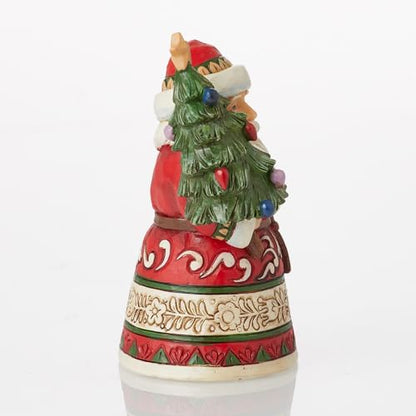 Santa Holding Tree Miniature Figurine - Holiday Home Decor, 3.66 Inch