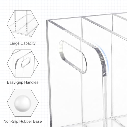 Space-Saving Clear Acrylic Desktop Organizer - Modern Office Shelf - Transparent-3