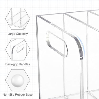 Space-Saving Clear Acrylic Desktop Organizer - Modern Office Shelf - Transparent-3
