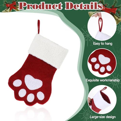 Personalized Pet Christmas Stocking for Dogs and Cats - Paw Style Holiday Decor