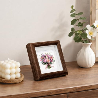 Small Shadow Box Frame 4x4 Inch Wooden Square Picture Frame Set