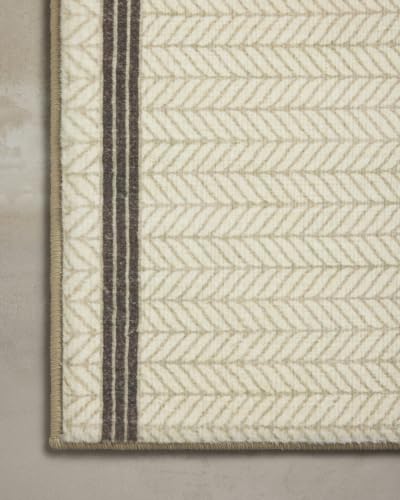 Loloi Chris Loves Julia Ivory/Charcoal Bath Mat 1'9" x 2'10" - Modern Farmhouse Rug
