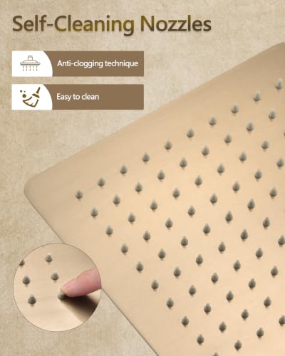 10 Inch Square Rain Shower Head - Champagne Bronze, High Pressure, Easy Clean