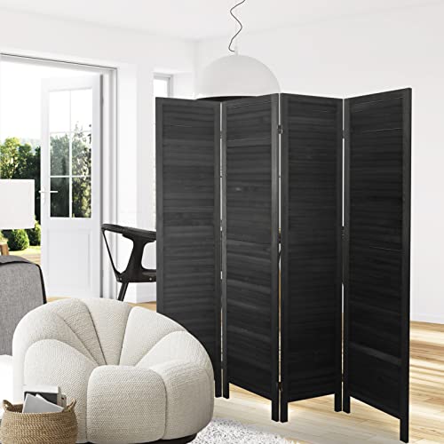 Freestanding Louvered Wood Room Divider - Foldable Multi-Panel Privacy Screen