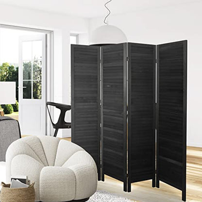 Freestanding Louvered Wood Room Divider - Foldable Multi-Panel Privacy Screen
