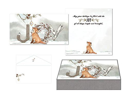 Christmas Glitter Greeting Cards with Envelopes - Keepsake Box, 14 Pack