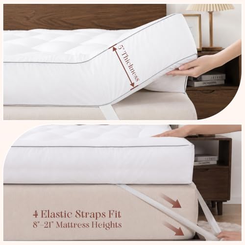 Queen Size Memory Foam Mattress Topper 5 Inch Pressure Relief Gel Support