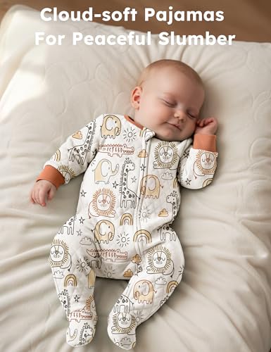 Yoofoss Baby Pajamas Organic Cotton Baby Winter Clothes Warm Newborn Sleepers for 0-3 Months Soft Quilted Footed Pjs