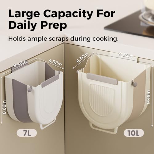 Multipurpose Hanging Collapsible Trash Can - Gray, 8.5x8.7x4.9in, 1.84 Gal