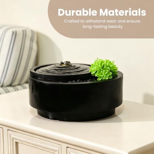 9 Inch Indoor Table Fountain with Succulent Plants - Zen Garden Water Feature