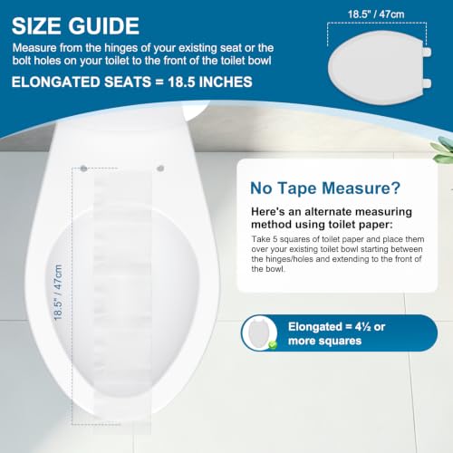 Elongated Toilet Seat with Cover Quiet Close - Heavy Duty, Soft Close, Easy Install