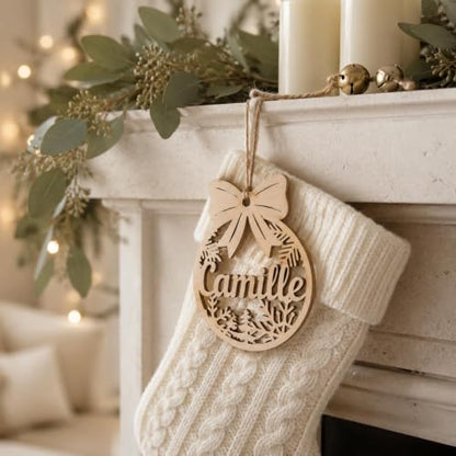 Personalized Wooden Christmas Ornament with Custom Name - Holiday Tree Decor