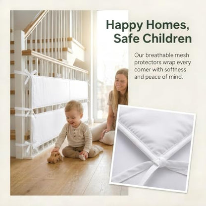 White 4-Pack Mesh Crib Rail Cover Sets for Baby Safety & Teething Guard