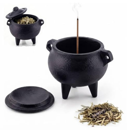 Small Cast Iron Incense Burner with Removable Lid - Gothic Home Decor