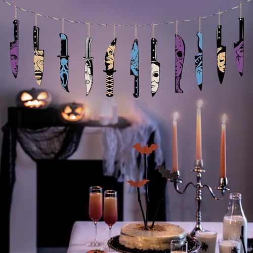 12pcs Horror Wooden Knife Ornaments for Halloween Tree Decorations