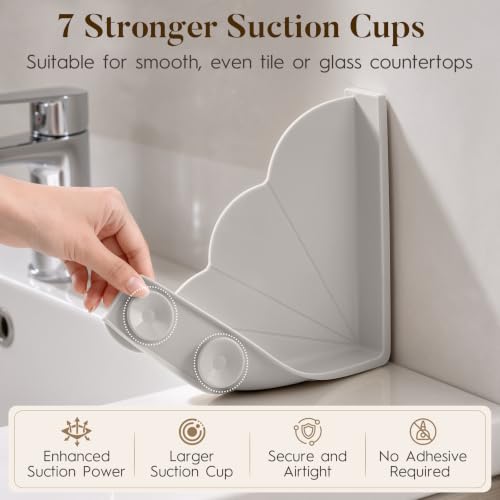 No Adhesive Silicone Splash Guard for Bathtub - Light Grey 2-Pack