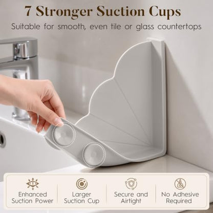No Adhesive Silicone Splash Guard for Bathtub - Light Grey 2-Pack
