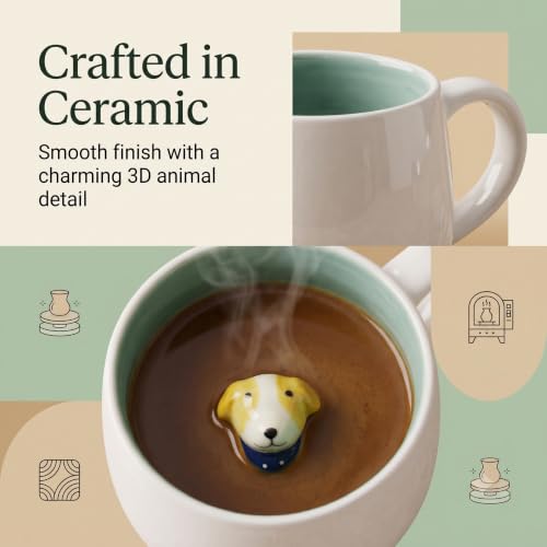 Dog 3D Animal Coffee Mug - Cute Ceramic Cup for Hot Cold Beverages 400ML