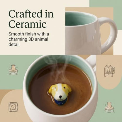 Dog 3D Animal Coffee Mug - Cute Ceramic Cup for Hot Cold Beverages 400ML