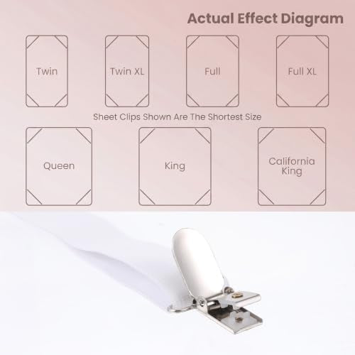 Adjustable Bed Sheet Straps Clips - Elastic Mattress Fasteners, White
