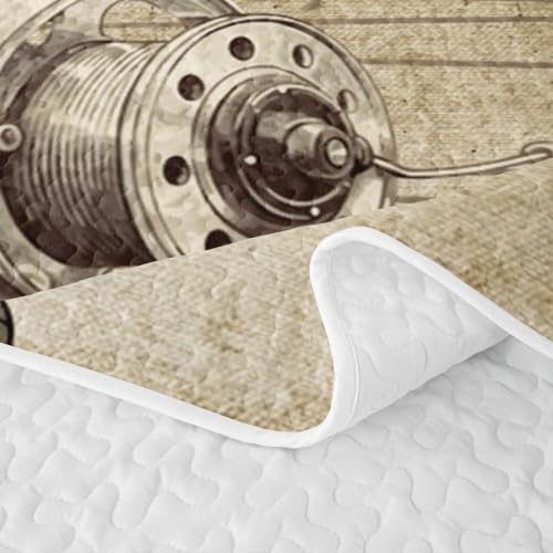 Brown 18 Twin Rustic Fishing Quilt Set with Pillowcase - Farmhouse Cabin Bedding