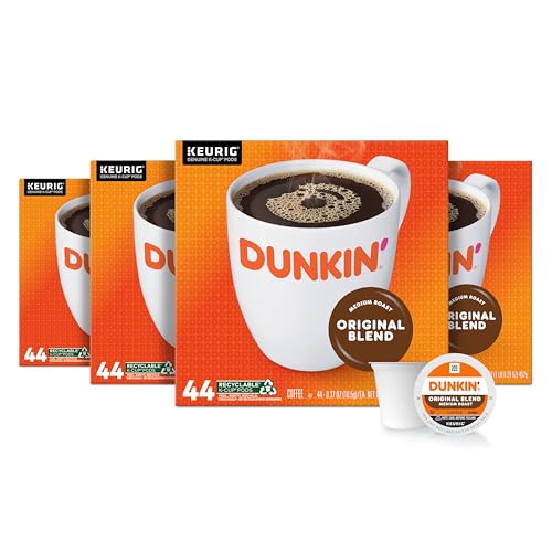 Dunkin' Original Blend Coffee, Medium Roast, Keurig K-Cup Pods, 44 Count Boxes (Pack of 4)