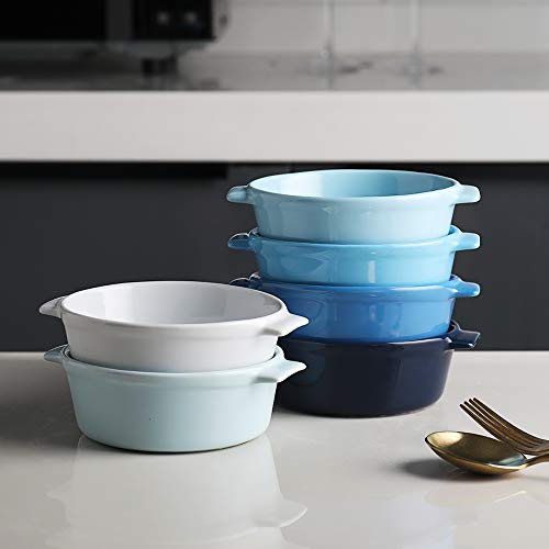 Sweejar Ceramics Souffle Dishes, Ramekins, 8 oz for Baking,Pudding,Creme Brulee,Souffle - Set of 6 (Similarcolour)