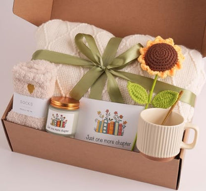 Book Lovers Gift Set for Women - Reading Accessories with Sunflower & Cozy Items