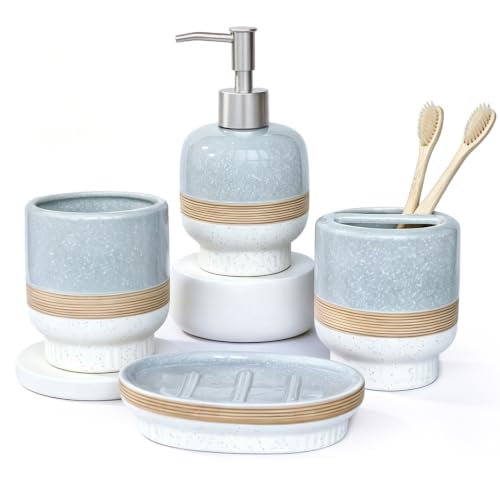 White Ceramic Bathroom Accessories Set, 4 Pieces - Modern & Elegant